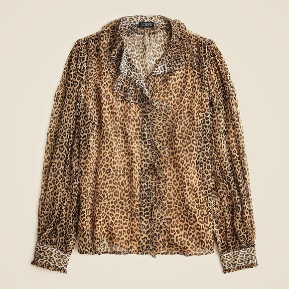 J.Crew ruffle leopard print blouse, 0 - Picture 1 of 7